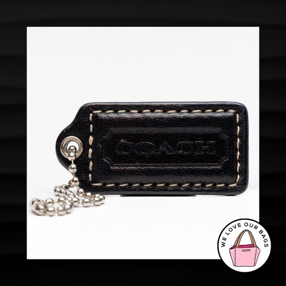 2" COACH BLACK LEATHER KEY FOB BAG CHARM HANGTAG - Picture 1 of 1